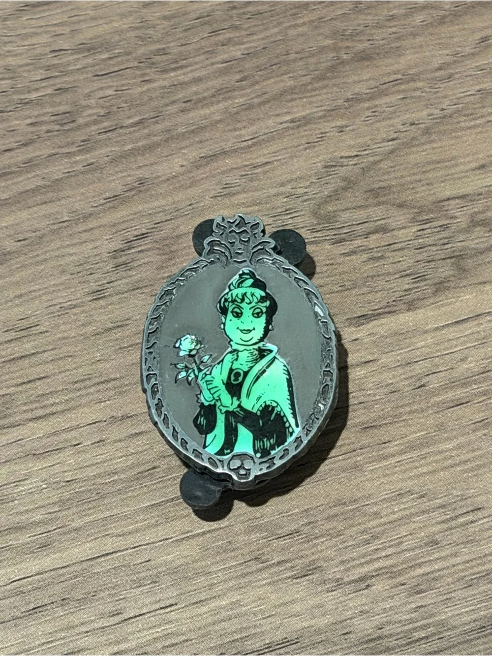 ⭐️3/$15⭐️ Disney Glow Portrait Enamel Pin — Green & Silver